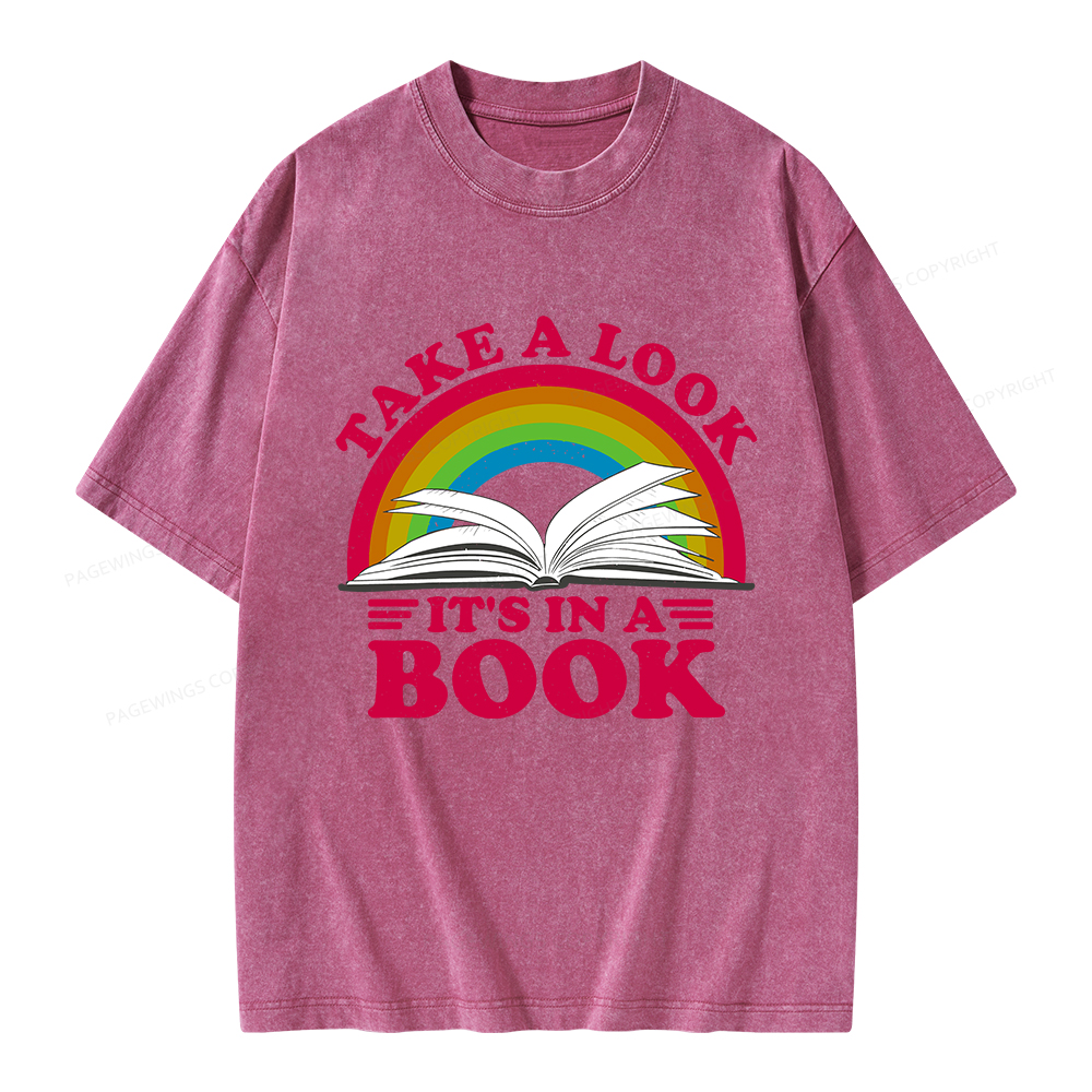 Pagewings Take a Look It's in a Book Unisex Washed T-shirt