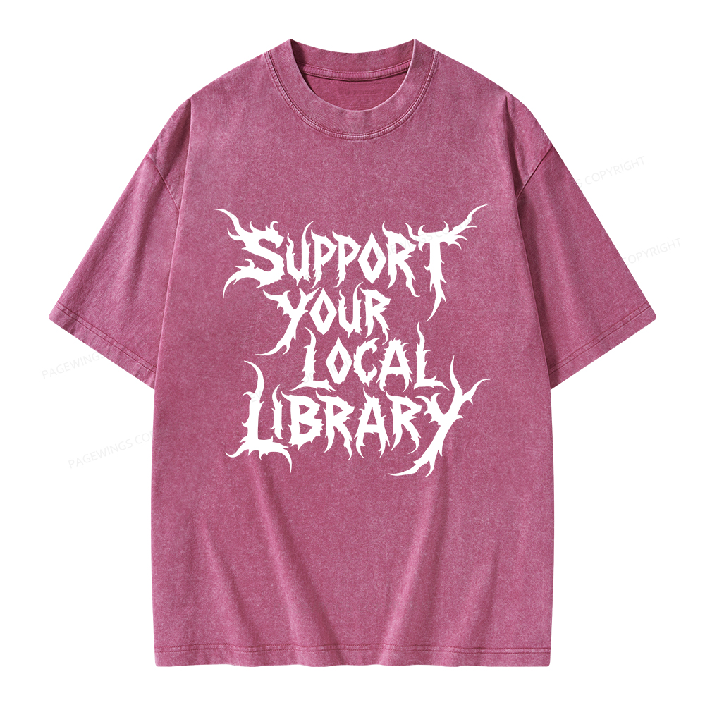 Pagewings Support Your Local Library Unisex Washed T-shirt
