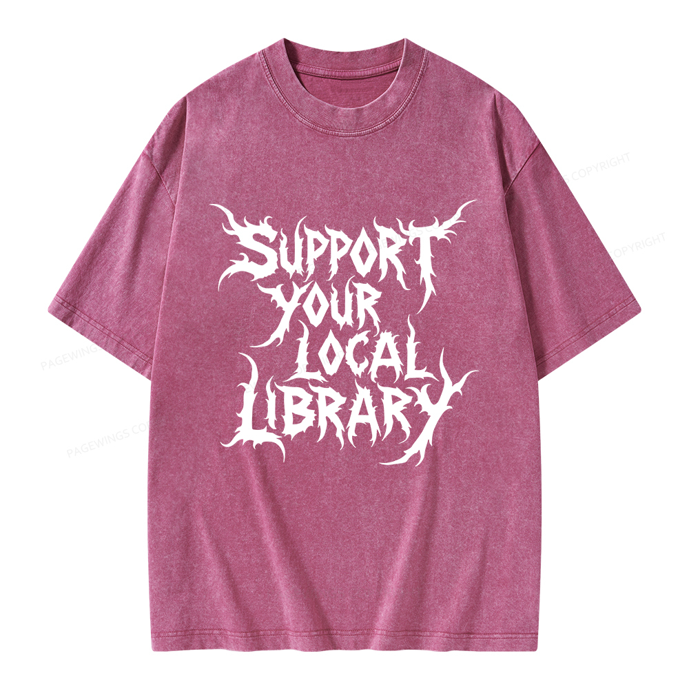 Pagewings Support Your Local Library Unisex Washed T-shirt