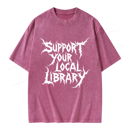 Pagewings Support Your Local Library Unisex Washed T-shirt
