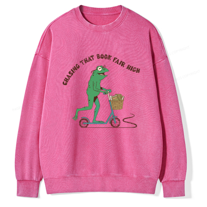 Pagewings Chasing That Book Fair High Unisex Washed Sweatshirt