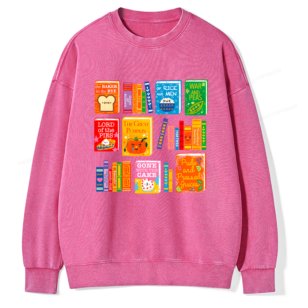 Pagewings Punny Books Unisex Washed Sweatshirt