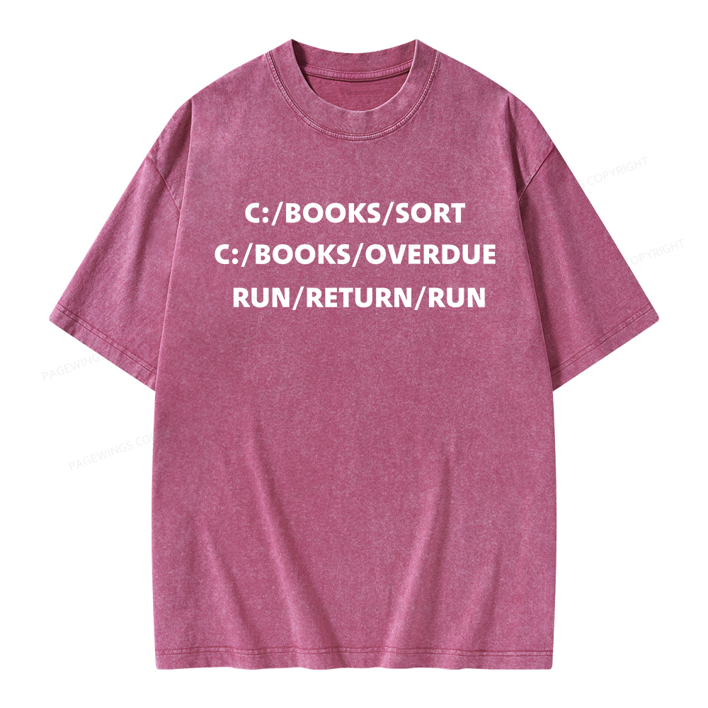 Pagewings Books Sort Books Overdue Unisex Washed T-shirt