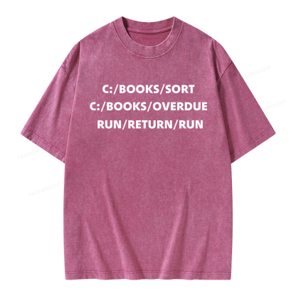 Pagewings Books Sort Books Overdue Unisex Washed T-shirt
