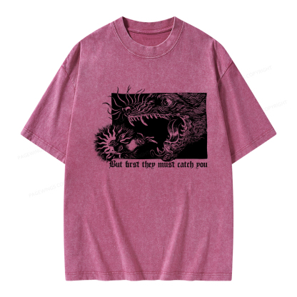 Pagewings But First They Must Catch You Unisex Washed T-shirt