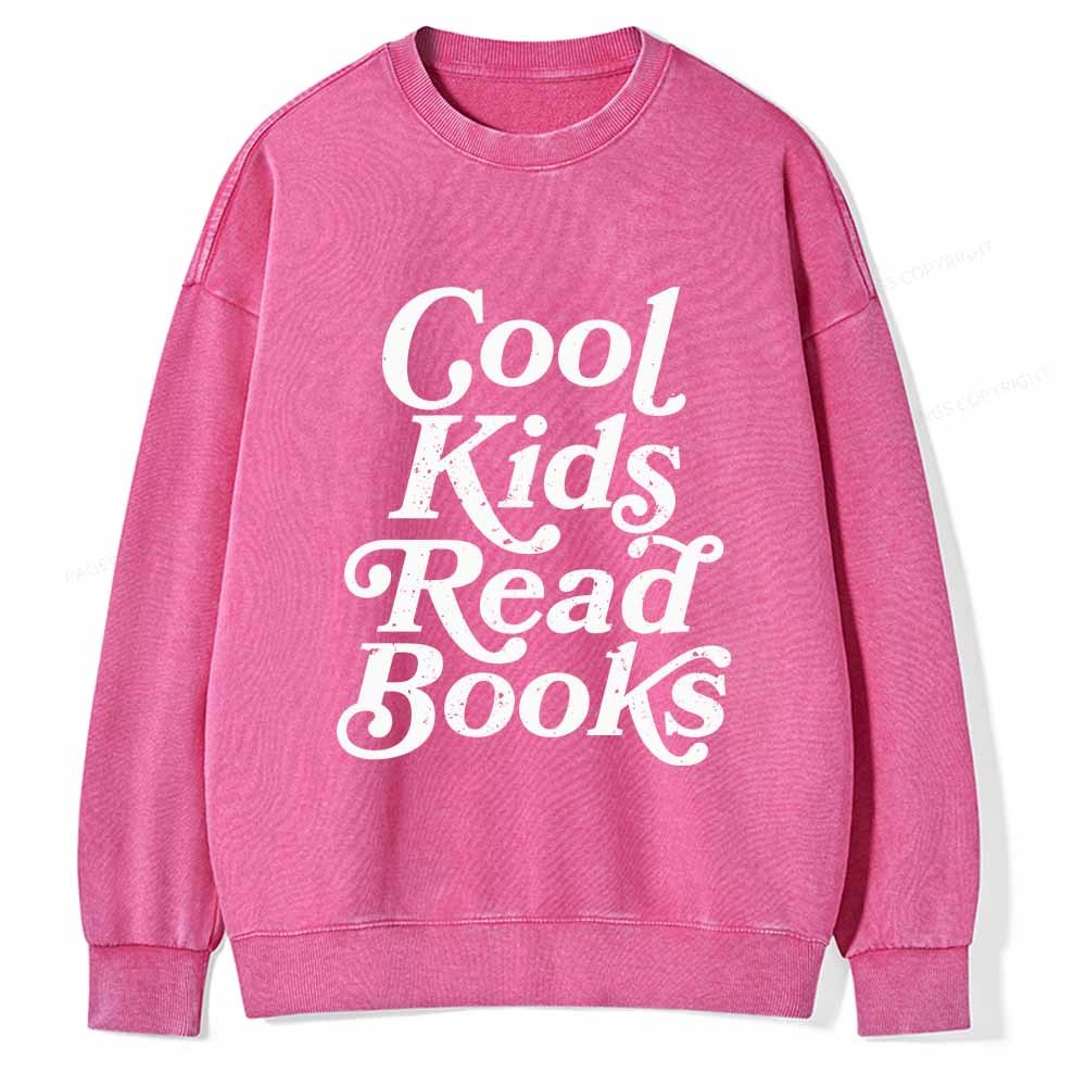 Pagewings Cool Kids Read Books Unisex Washed Sweatshirt
