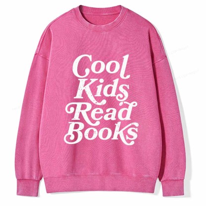 Pagewings Cool Kids Read Books Unisex Washed Sweatshirt