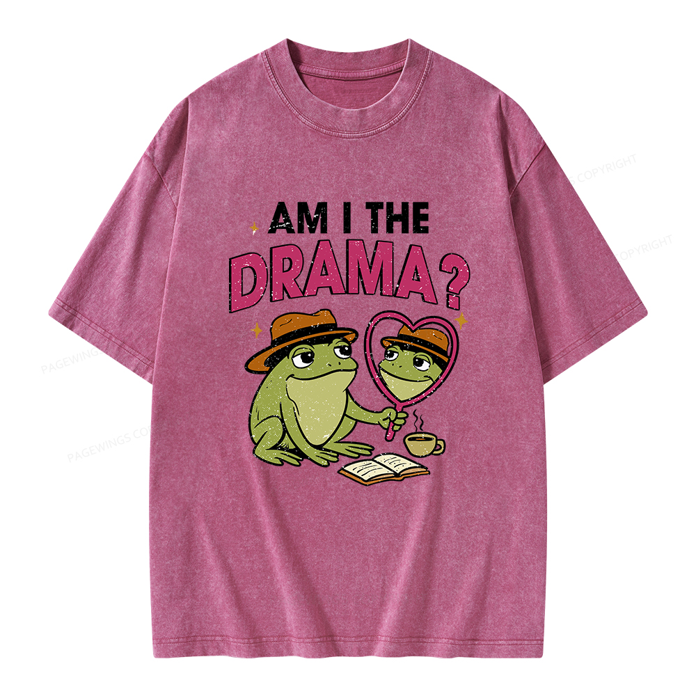 Pagewings Am I The Drama Unisex Washed T-shirt