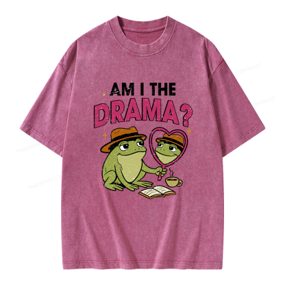 Pagewings Am I The Drama Unisex Washed T-shirt