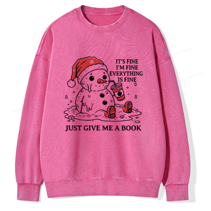 Pagewings Just Give Me A Book Unisex Washed Sweatshirt