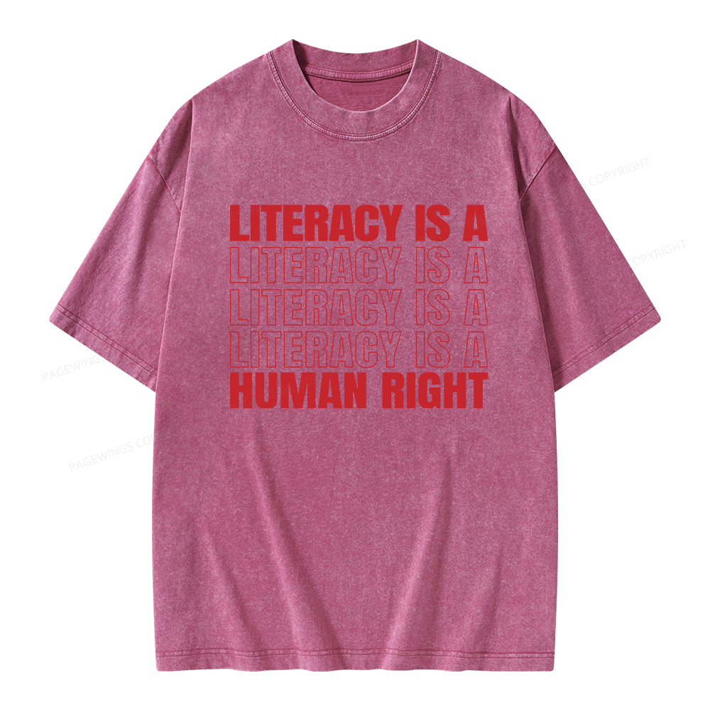 Pagewings Literacy Is A Human Right Unisex Washed T-shirt