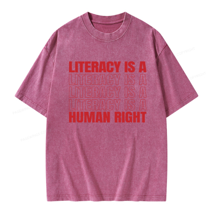 Pagewings Literacy Is A Human Right Unisex Washed T-shirt