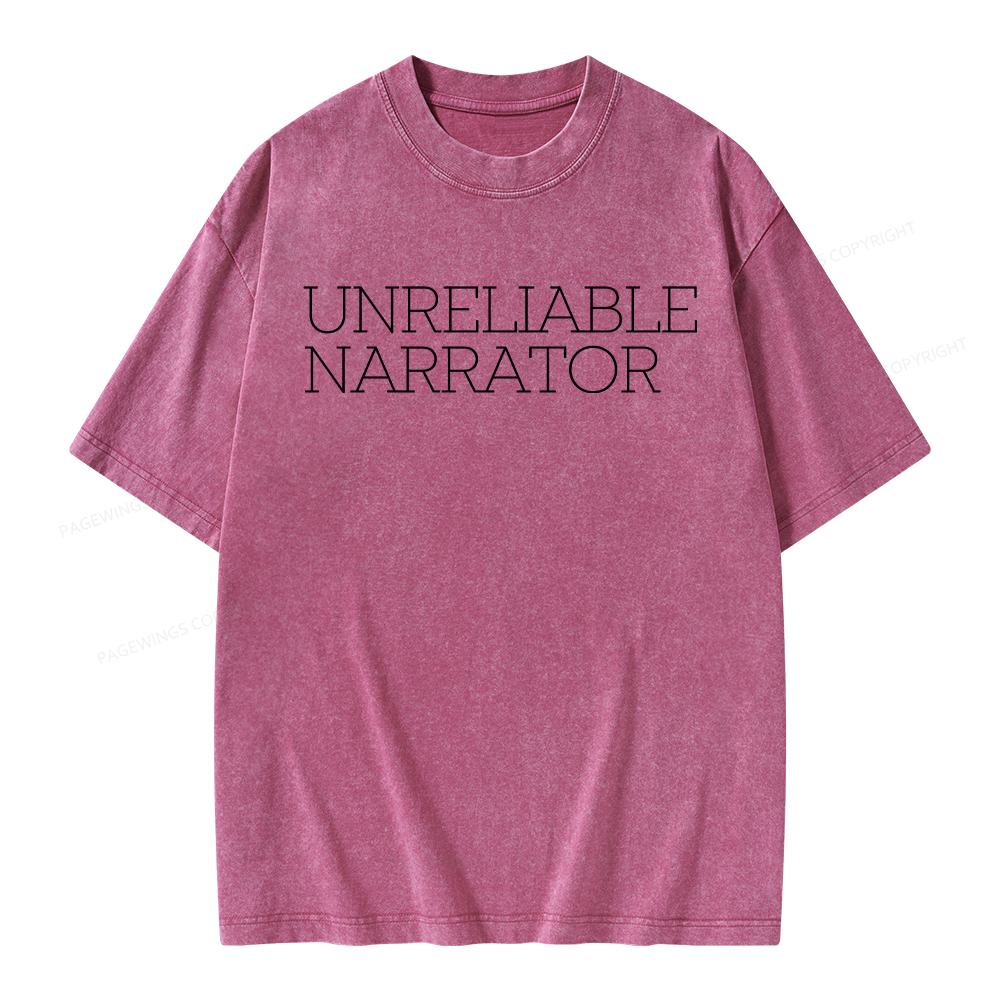 Pagewings Unreliable Narrator Unisex Washed T-shirt