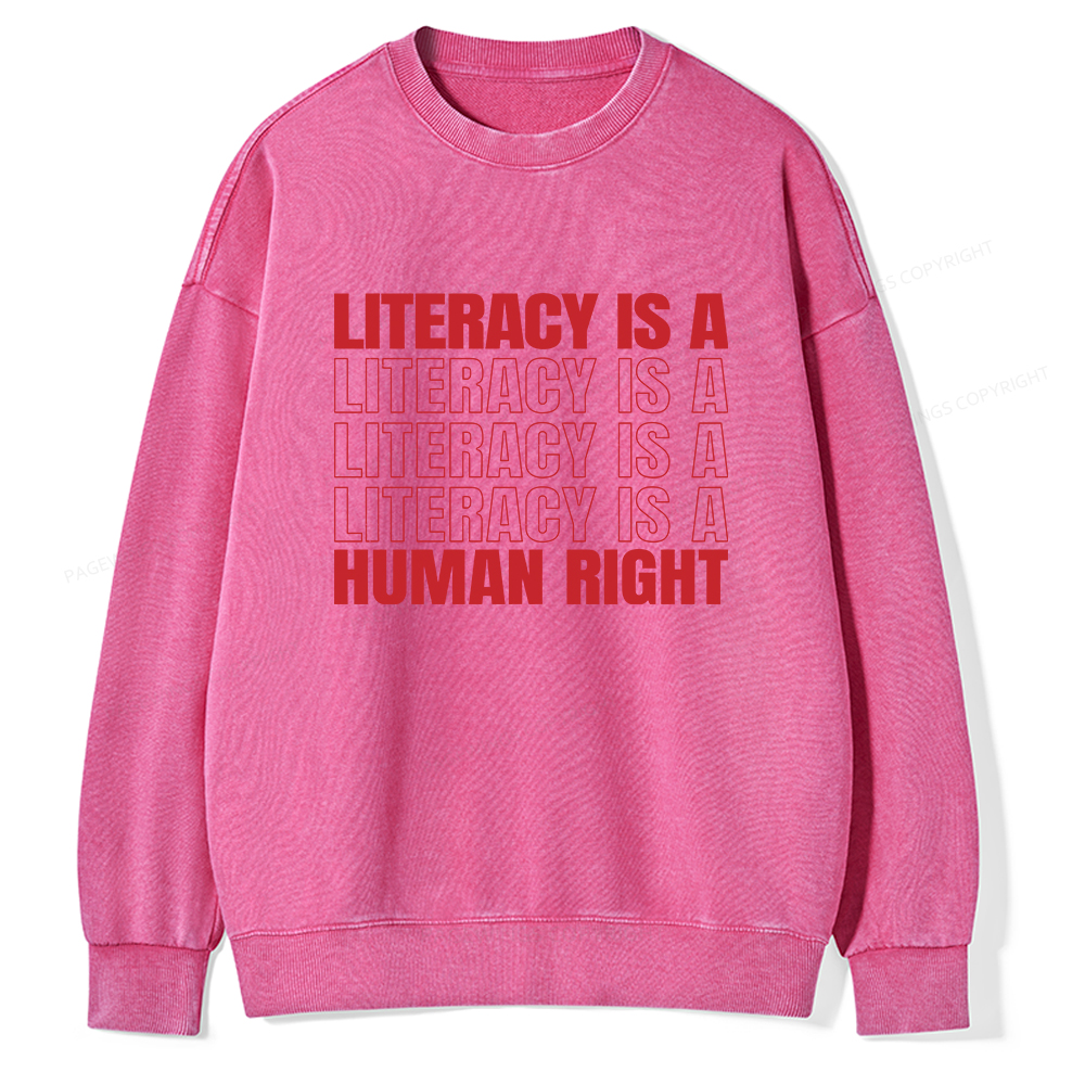 Pagewings Literacy Is A Human Right Unisex Washed Sweatshirt