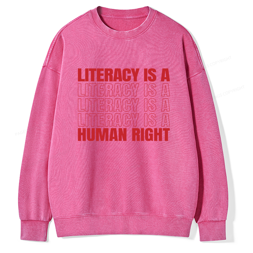 Pagewings Literacy Is A Human Right Unisex Washed Sweatshirt