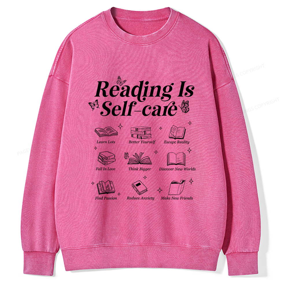 Pagewings Reading Is Self Care Unisex Washed Sweatshirt