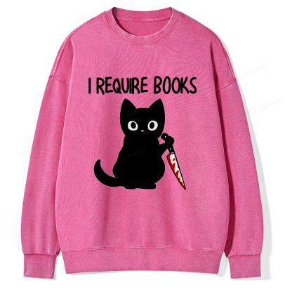 Pagewings I Require Books Unisex Washed Sweatshirt