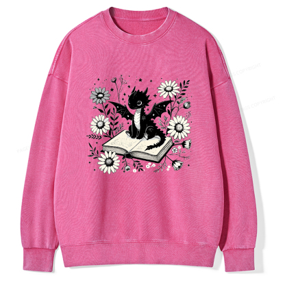 Pagewings Bookworm Dragon Unisex Washed Sweatshirt