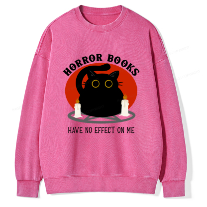 Pagewings Horror Books Have No Effect On Me Unisex Washed Sweatshirt