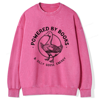 Pagewings Powered By Books & Silly Goose Energy Unisex Washed Sweatshirt