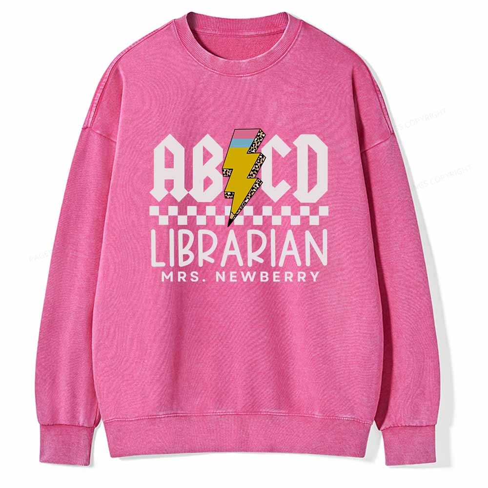 Pagewings Personalized Librarian Shirt TShirts Gift for School Library Sciences Unisex Washed Sweatshirt