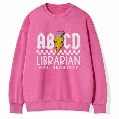 Pagewings Personalized Librarian Shirt TShirts Gift for School Library Sciences Unisex Washed Sweatshirt