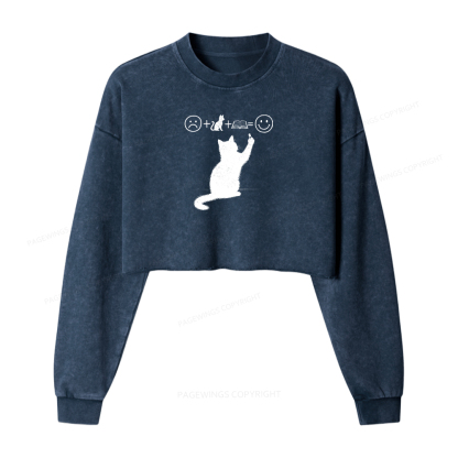 Pagewings A Good Life Is Made Up of Books Women Washed Crop Sweatshirt