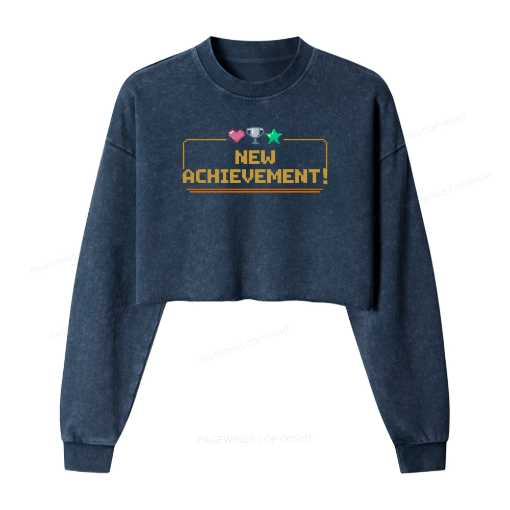 Pagewings New Achievement Women Washed Crop Sweatshirt