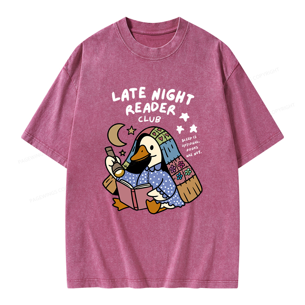 Pagewings Late Night Reader Club Unisex Washed T-shirt