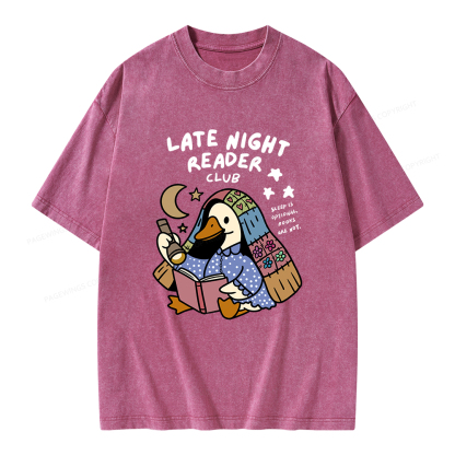Pagewings Late Night Reader Club Unisex Washed T-shirt