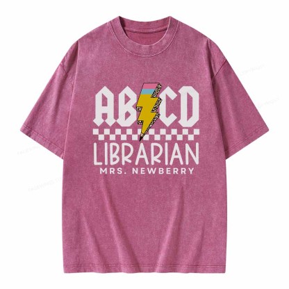 Pagewings Personalized Librarian Shirt TShirts Gift for School Library Sciences Unisex Washed T-shirt