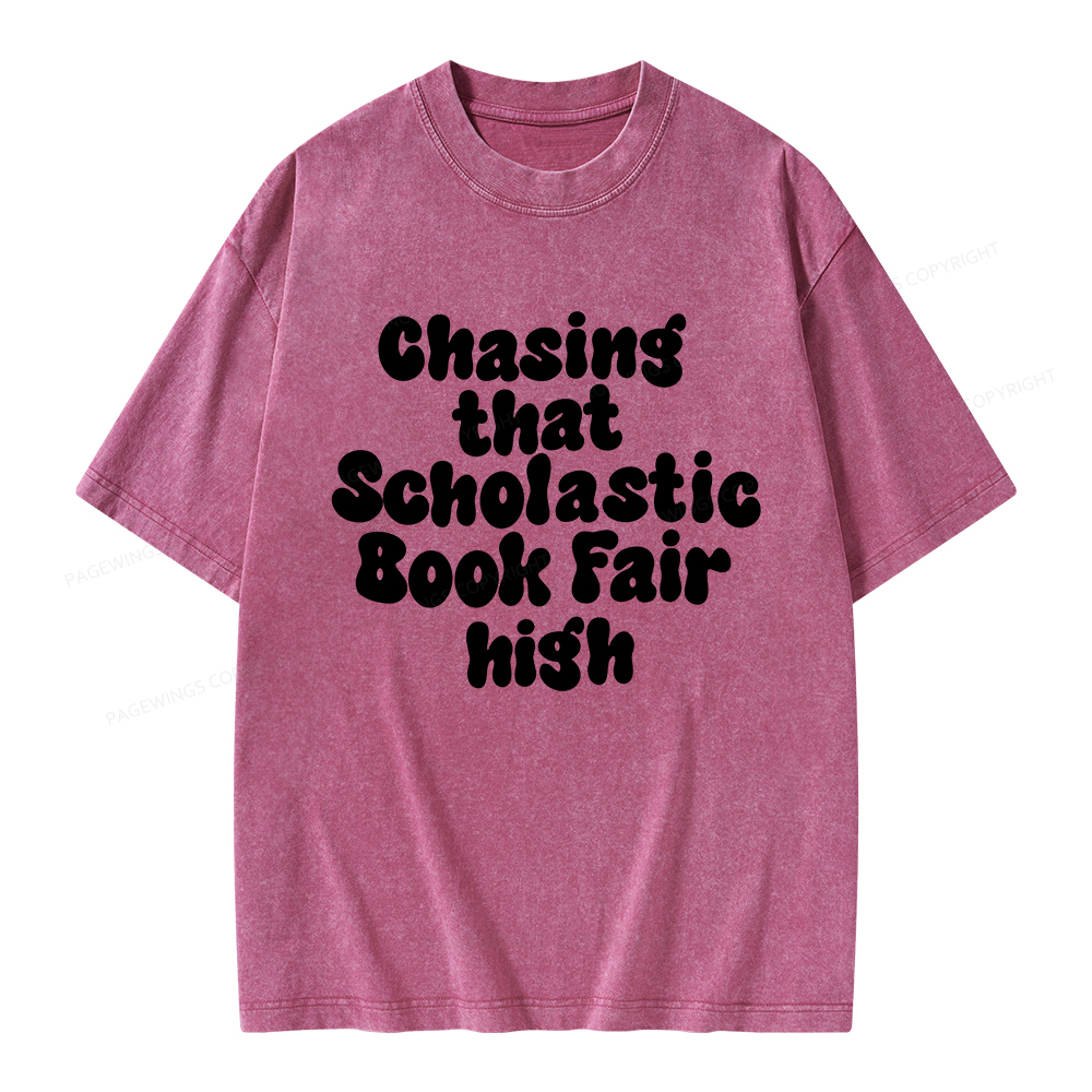 Pagewings Chasing That Scholastic Book Fair High Unisex Washed T-shirt