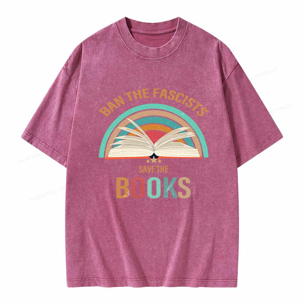 Pagewings Ban The Fascists Save The Books Unisex Washed T-shirt