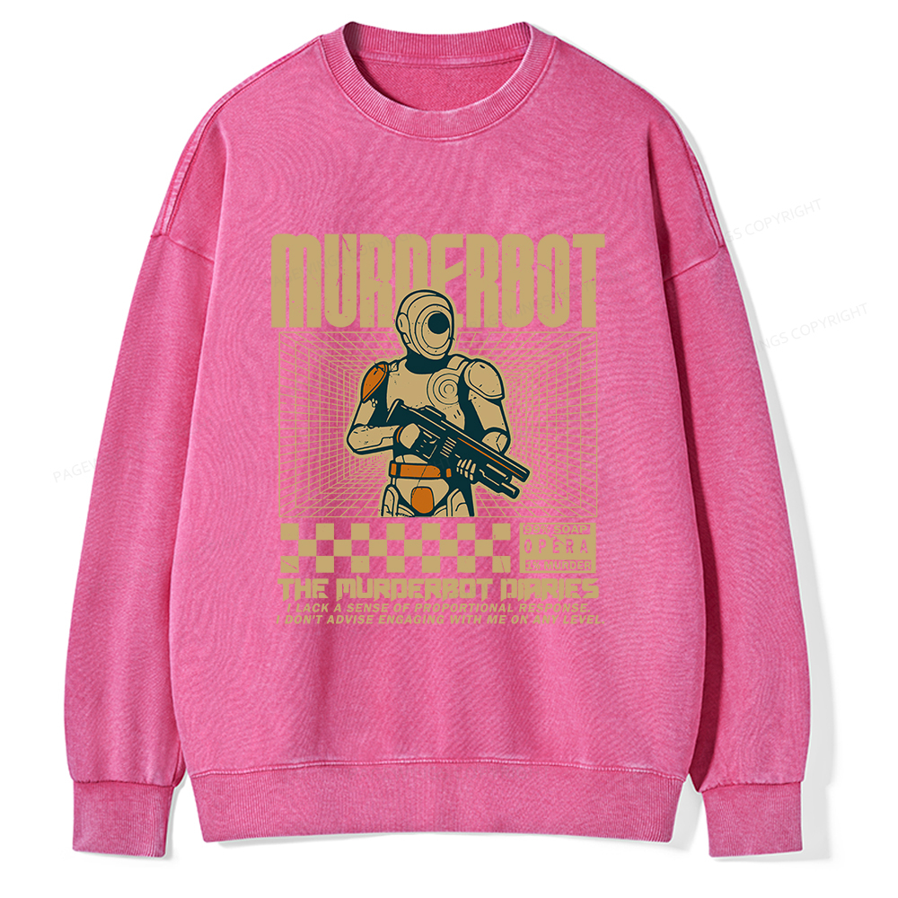 Pagewings Murderbot Unisex Washed Sweatshirt