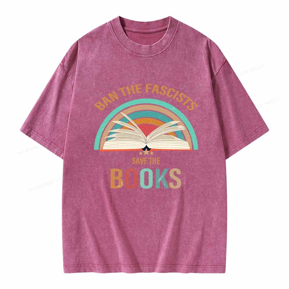 Pagewings Ban The Fascists Save The Books Unisex Washed T-shirt