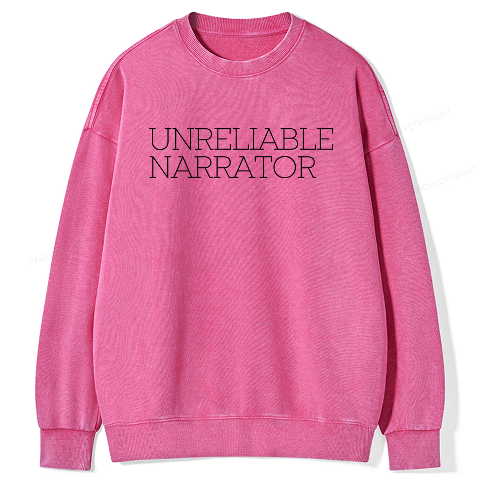 Pagewings Unreliable Narrator Unisex Washed Sweatshirt
