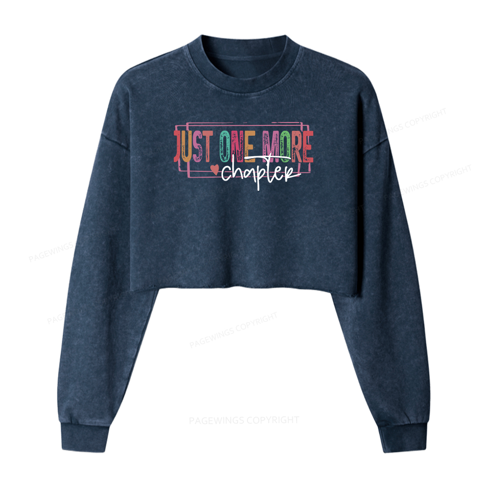 Pagewings Just One More Chapter Women Washed Crop Sweatshirt