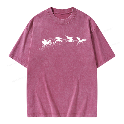 Pagewings Cozy Fantasy Christmas Unisex Washed T-shirt