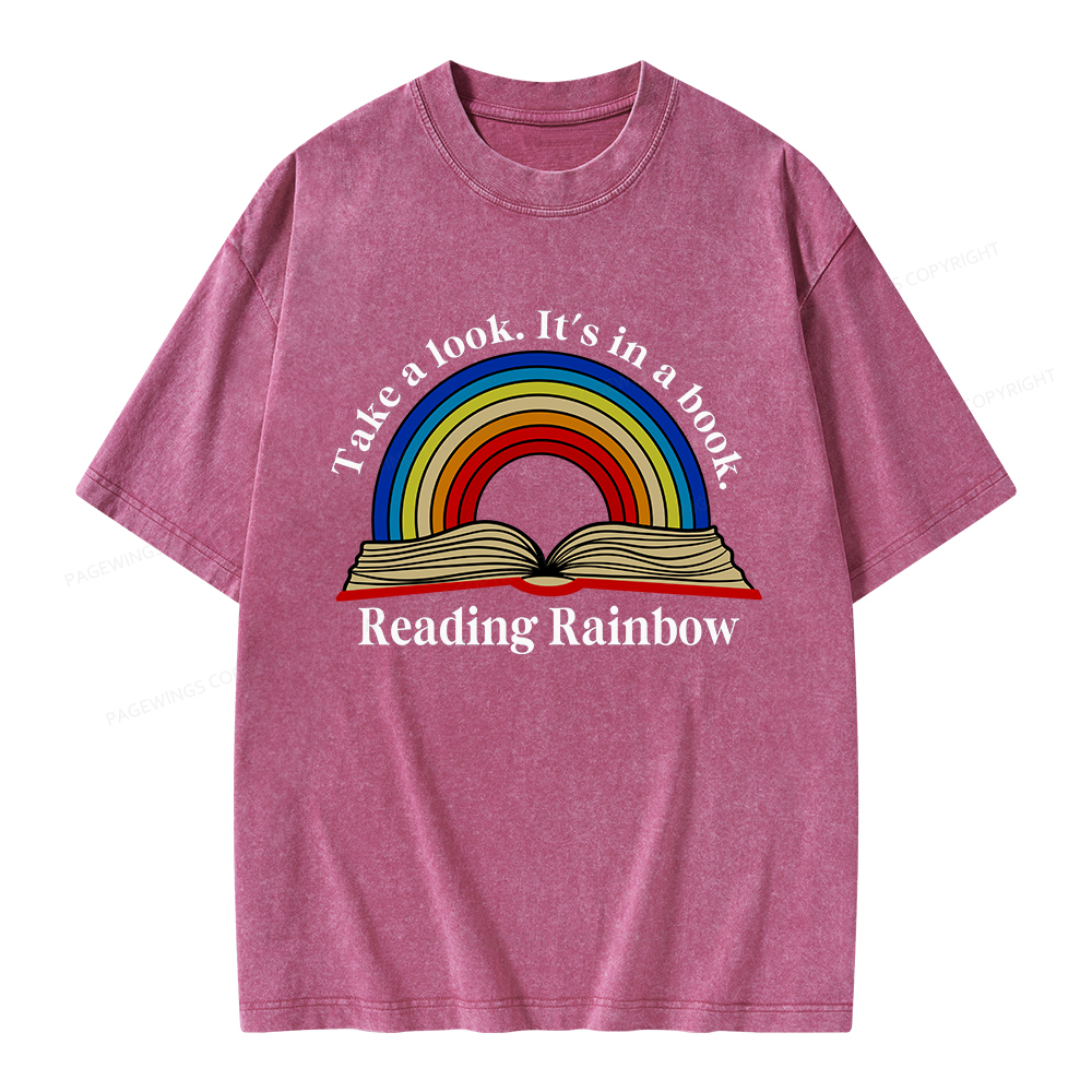 Pagewings Reading Rainbow Unisex Washed T-shirt