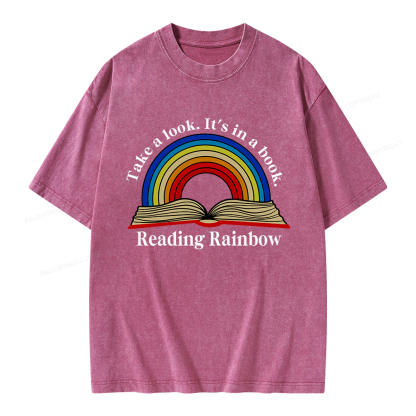 Pagewings Reading Rainbow Unisex Washed T-shirt