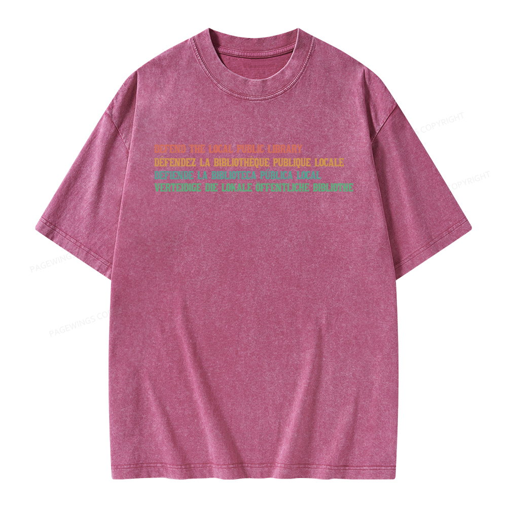 Pagewings Defend the Local Public Library Unisex Washed T-shirt