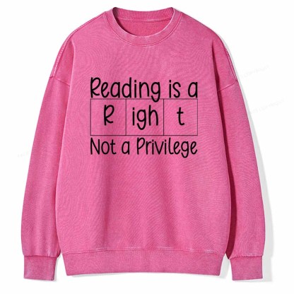 Pagewings Reading is a Right Not a Privilege Unisex Washed Sweatshirt