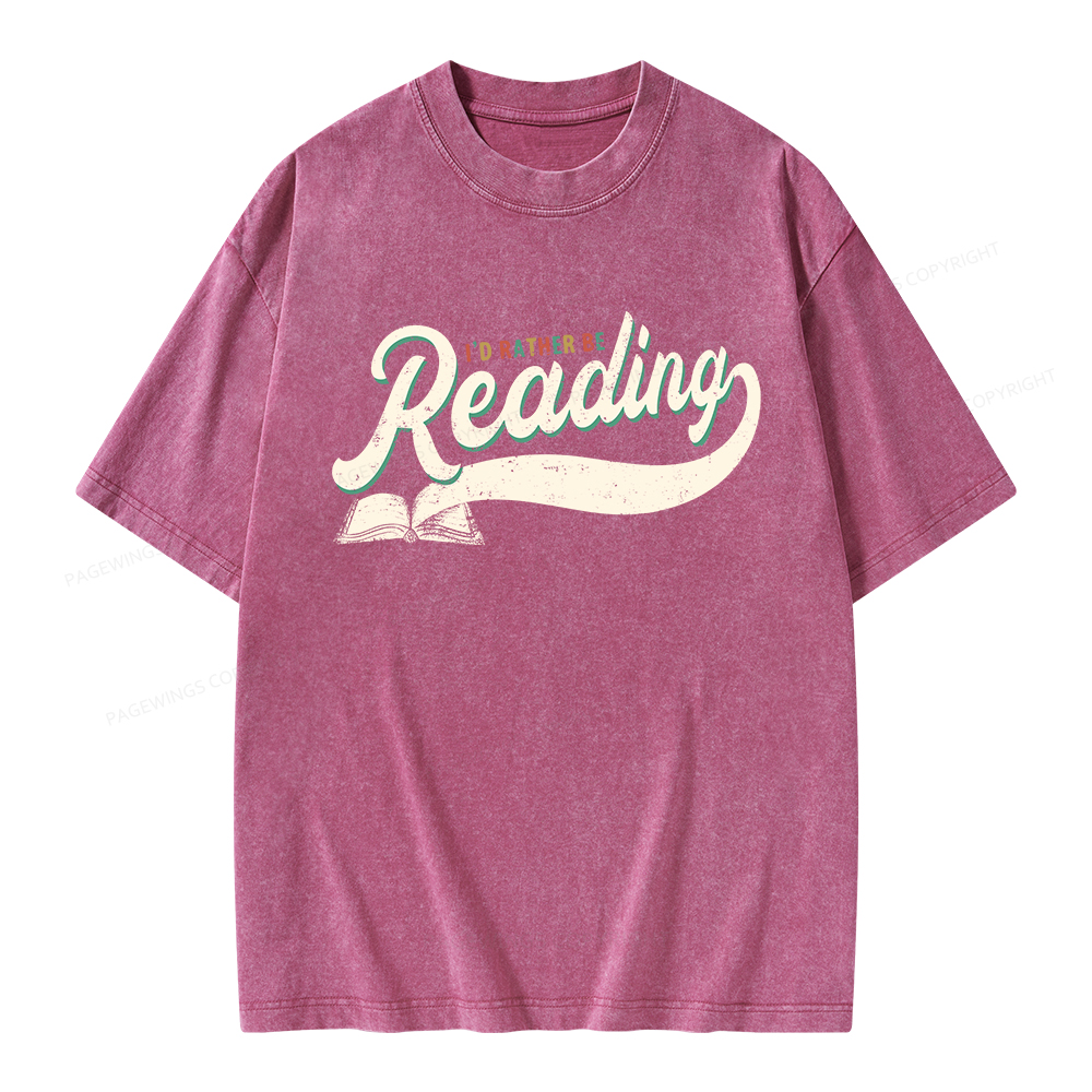 Pagewings I’d Rather Be Reading Unisex Washed T-shirt