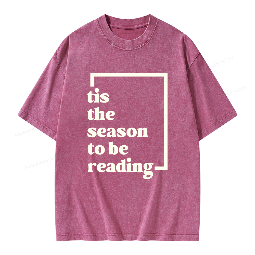 Pagewings Tis the season to be Reading Unisex Washed T-shirt