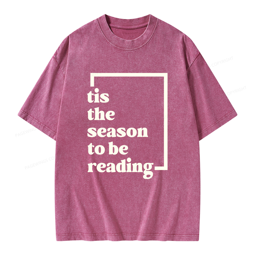 Pagewings Tis the season to be Reading Unisex Washed T-shirt