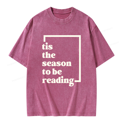 Pagewings Tis the season to be Reading Unisex Washed T-shirt