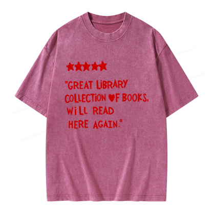 Pagewings Great Library Collection Of Books Unisex Washed T-shirt