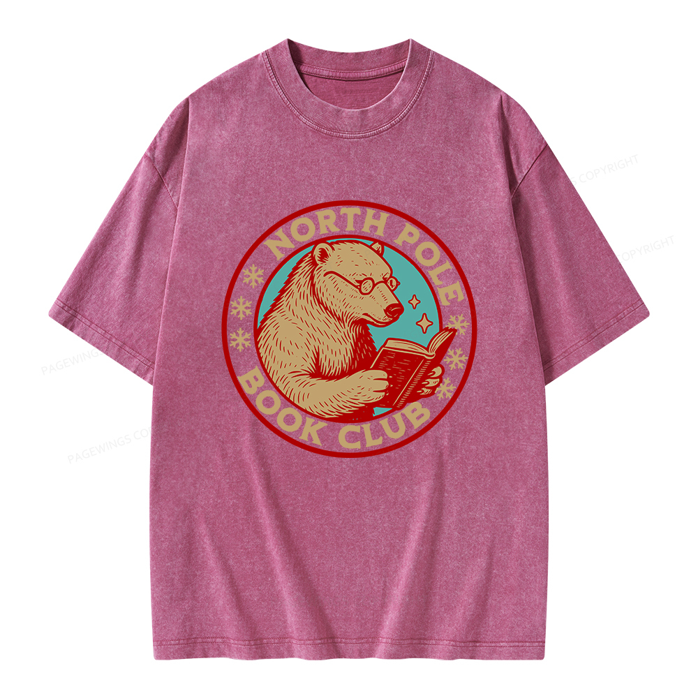 Pagewings North Pole Book Club Unisex Washed T-shirt