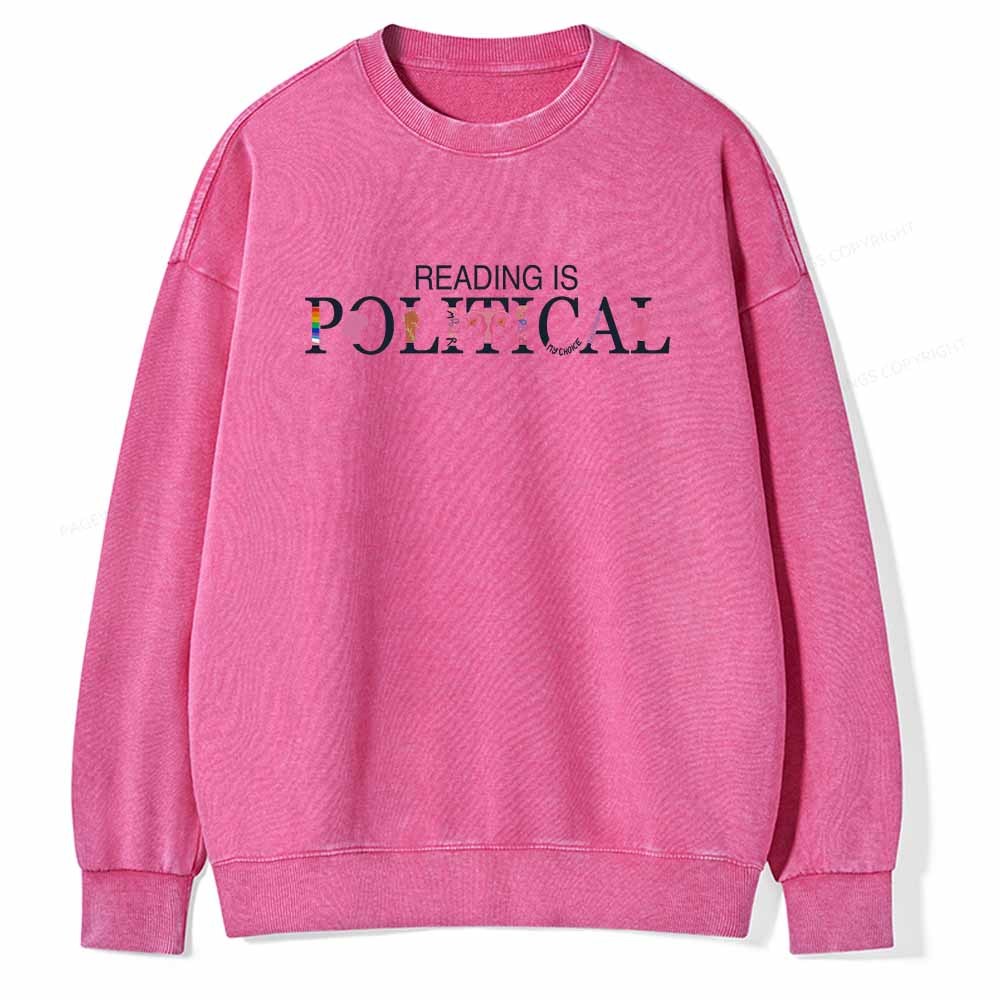 Pagewings Reading is Political Comfort Colors Fantasy Unisex Washed Sweatshirt