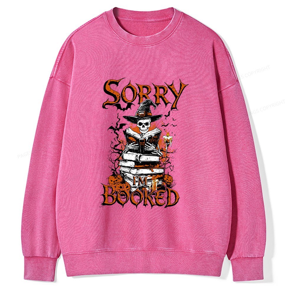 Pagewings Halloween I'm Booked Unisex Washed Sweatshirt